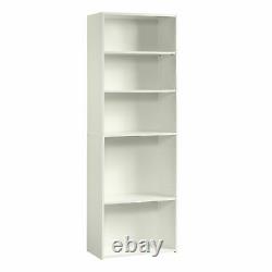 Tall Bookcase 5-Shelf Display Storage Rack Stand Furniture Modern Elegant Wood