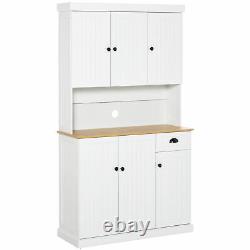 Tall Kitchen Cabinet Display Storage Cupboard Dining Room Drawers Shelves White