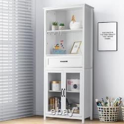Tall Modern 70 Bookcase Storage Cabinet with 2 Open Shelves Storage Cabinet