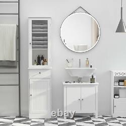 Tall Modern Cabinet Vintage Shabby Chic Style Storage Bathroom Display Cupboard
