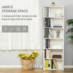 Tall Shelf Bookcase Modern Furniture Display Storage Cabinet White Shelving Unit
