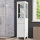 Tall Storage Cabinet Bathroom Floor Linen Tower Cabinet With Drawer Shelves White