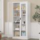 Tall Storage Cabinet Curio Display Cabinet With Adjustable Shelves Glass Doors