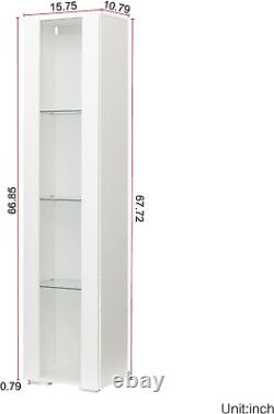 Tall Storage Cabinet with LED Lights, Living Room Display Cabinet, Bookcase with