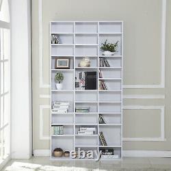 Tall White Wooden Bookcase Storage Display Shelf Organizer Bed Living Room Study