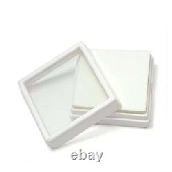 Top Glass Gemstone Gem Display Storage Box Tool Coins Jar (White, 6x6 cm)