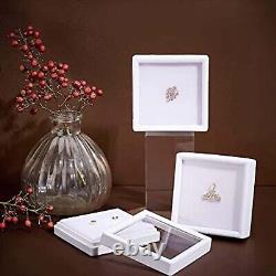 Top Glass Gemstone Gem Display Storage Box Tool Coins Jar (White, 9 x 9 cm)