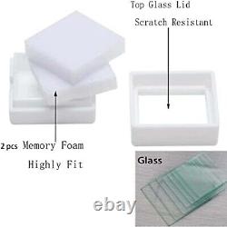 Top Glass Gemstone Gem Display Storage Box Tool Coins Jar (White, 9 x 9 cm)
