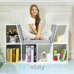 Topbuy Storage Cabinet Bookcase Multi-Functional Display Shelf With 6 Cubby White