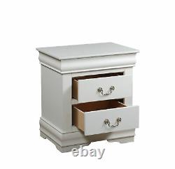 Traditional Elegant 2-Drawer Nightstand Bedside Lamp Table Display Storage White