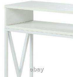 Transitional Console Table with Cubby Shelves Hallway Decor Display Storage White