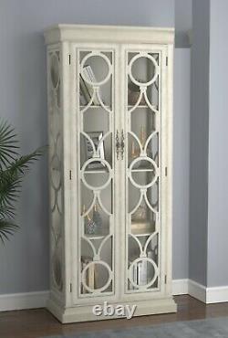 Transitional Tall Two-Door Accent Curio Display Cabinet Storage, Antique White