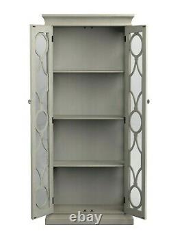 Transitional Tall Two-Door Accent Curio Display Cabinet Storage, Antique White