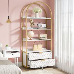 Tribesigns 4-Tier Bookshelf with 2 Drawers, 75 Tall Bookcase Display Rack Shelf