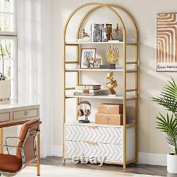 Tribesigns 4-Tier Bookshelf with 2 Drawers, 75 Tall Bookcase Display Rack Shelf