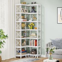 Tribesigns L-Shaped Bookshelf, 7-Tier Corner Bookcase Open Storage Display Rack