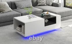U-Can LED Coffee Table with Storage, Modern Center Table with Open Display