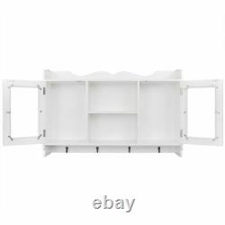 US Modern Wall Cabinet Storage White Rustic Display Shelf Glass Cupboard Kitchen