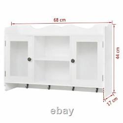 US Modern Wall Cabinet Storage White Rustic Display Shelf Glass Cupboard Kitchen