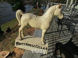 VINTAGE ORIGINAL c1900 WHITE HORSE CELLAR SCOTCH WHISKY STORE DISPLAY SIGN