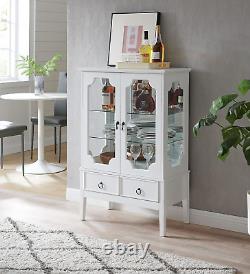 - Versailles Curio Display Storage Accent Cabinet with Glass Shelves (White)