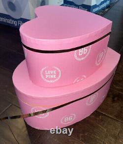 Victoria's Secret VS Pink Monogram Hat Box Store Display Set Of 2 Heart Boxes