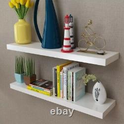 VidaXL 2PCS White MDF Wall-Mounted Shelf Floating Display Shelves Book Storage