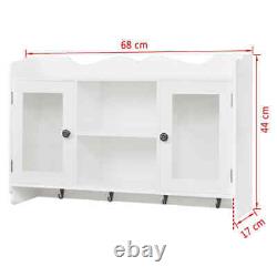 VidaXL White MDF Wall Cabinet Display Shelf Book/DVD/Glass Storage