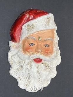 Vintage 1940s Christmas 17 Santa Claus Face Paper Mache 3D Store Display