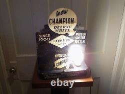 Vintage Champion Deluxe White Light Bulb Tin Counter Display