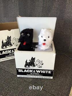 Vintage Fleischmann Black & White Scotch Whiskey Tin Store Display Animated Dogs
