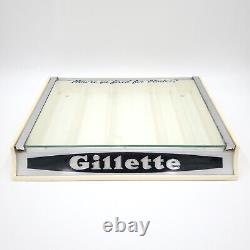 Vintage Gillette Razor Countertop Store Display Advertising Showcase Glass Lid