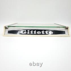 Vintage Gillette Razor Countertop Store Display Advertising Showcase Glass Lid