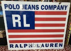 Vintage Polo Jeans Ralph Lauren STORE DISPLAY SIGN Plexiglass 40x50 RARE 20lbs