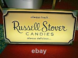 Vintage Russell Stover Candies Lighted Store Display Sign Double Sided Works