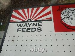 Vintage WAYNE FEEDS COW PIG CHICKEN Advertising PEG BOARD Store Display SIGN