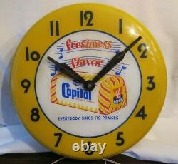 Vtg 1950s Capital Bread Lighted Clock Store Display Harrisburg Pa Neon Products