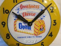 Vtg 1950s Capital Bread Lighted Clock Store Display Harrisburg Pa Neon Products