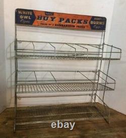 Vtg 30s 40s WHITE OWLS Cigar Tobacco 3-Tier Wire Counter Wall Store Display Rack