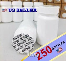 WHOLESALE 250 Empty White Pill Bottle Tablet Capsule Container/Jar 60ml/cc