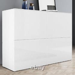 White 4-Door Modern Storage Cabinet High Gloss Front Sideboard Display Cupboard