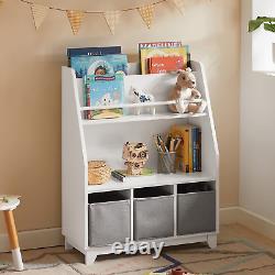 White 4-Tier Children Kids Bookcase, Book Shelf, Storage Display Rack Organizer