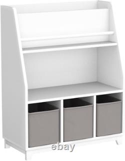 White 4-Tier Children Kids Bookcase, Book Shelf, Storage Display Rack Organizer