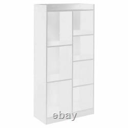 White 7 Cubes Large Tall Bookcase Wooden Storage Shelf Case Cabinet Display Rack
