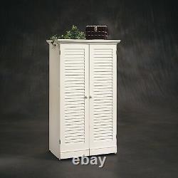 White Antique Craft Table Cabinet Armoire Storage Furniture Folding Sewing Desk
