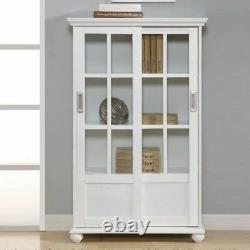 White Barrister Glass Door Bookcase Bookshelf Wooden Cabinet Display Home Office