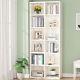 White Bookcase Bookshelf With 12 Cube Storage, 6 Tier Wood Display Rack Shelves