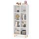 White Bookshelf Modern Tall Cube Bookcase Library Display Cabinet With Storage