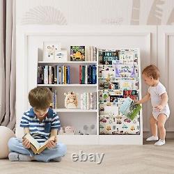 White Cartoon 4 Tier Kids Bookcase Bookcase Storage Display Shelf Organizer