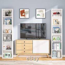 White Corner Bookcase with Storage 6 Tier Cube Display Open Shelves Space Saving